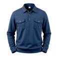 thumbnail image 7 of JULMCOMO Polo Shirts for Men Button Collared Casual Workwear Style Long Sleeve Shirts Regular Fit Work Tops with Chest Pockets Blue 3XL, 7 of 7