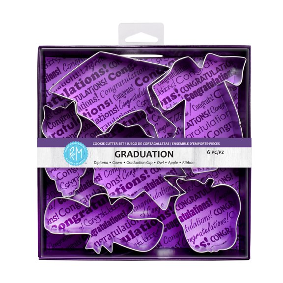 R&M International Graduation 6 Piece Cookie Cutter Set