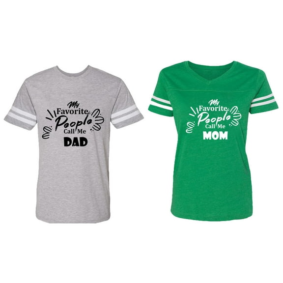 My Favorite People Call Me Dad Mom Matching Couple Cotton Jerseys (Men Heather / Women Green) (Men XL / Women XL)