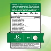 Kids Probiotic | 3 Billion CFU | 30 Chewable Tablets | 14 Strains | Berry Flavor | by Natures Truth
