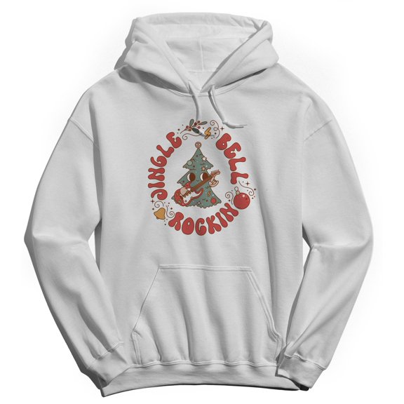 Haywood & Main Jingle Bell Rockin Graphic White Men's Cotton Pullover Hoodie