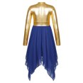 thumbnail image 2 of Alvivi Kids Girls Shiny Metallic Praise Asymmetrical Tunic Dress Lyrical Contemporary Dance Costume Royal Blue 6, 2 of 5