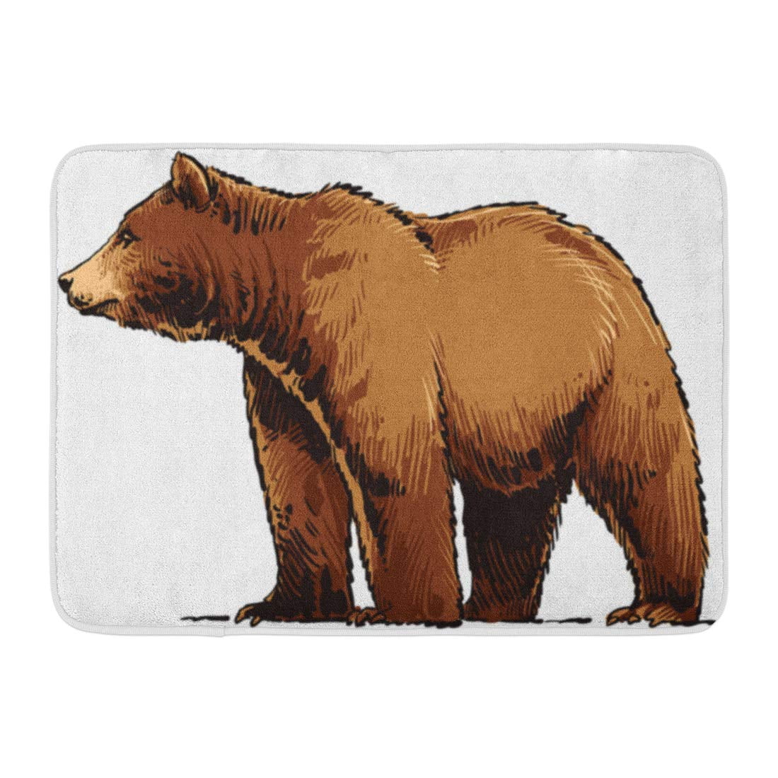 GODPOK Wild Brown Cartoon Grizzly Bear Animals Mascot Rug Doormat Bath Mat   inch 