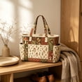 thumbnail image 5 of Quilted Tote Bag, Vintage Floral Shoulder Bag Large Capacity Handbag for Women Work Travel and Everyday Use, 5 of 6