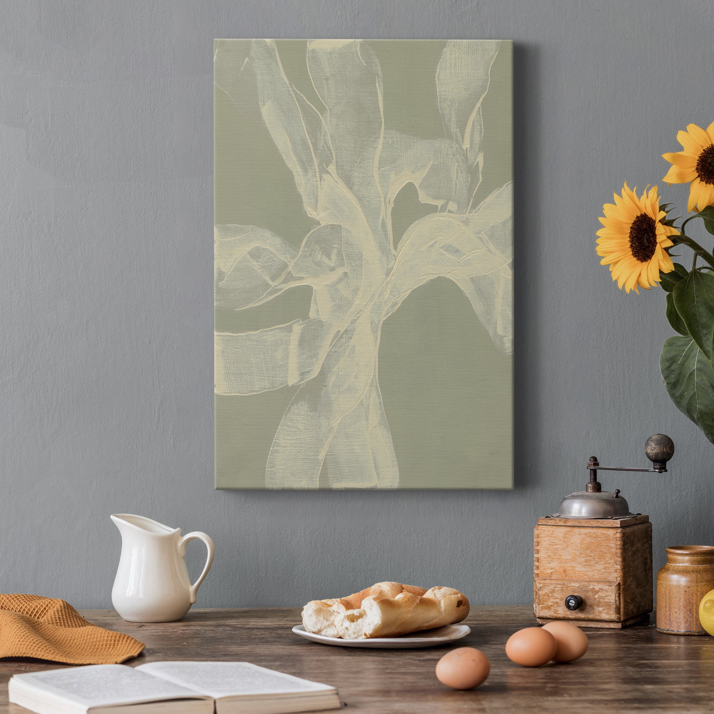 White Ribbon on Celadon II Premium Gallery Wrapped Canvas - Ready to Hang