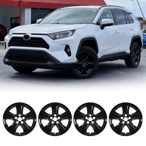 4PCS/Set Hubcaps,17 inch Alloy Wheel Wheel Skins Compatible with 2019-2026 Toyota Rav4 XLE Model/Rav4 Hybrid XLE & LE model,Black Lacquer