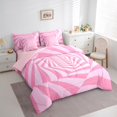 thumbnail image 3 of Erosebridal Abstract Spiral Bedding Twin Size,3D Geometric Swirls Comforter Sets with Sheets,Gradient Pink Stripes Bedding Sets Twin Size,Super Cozy Princess Room Decorative Reversible,7pcs, 3 of 6