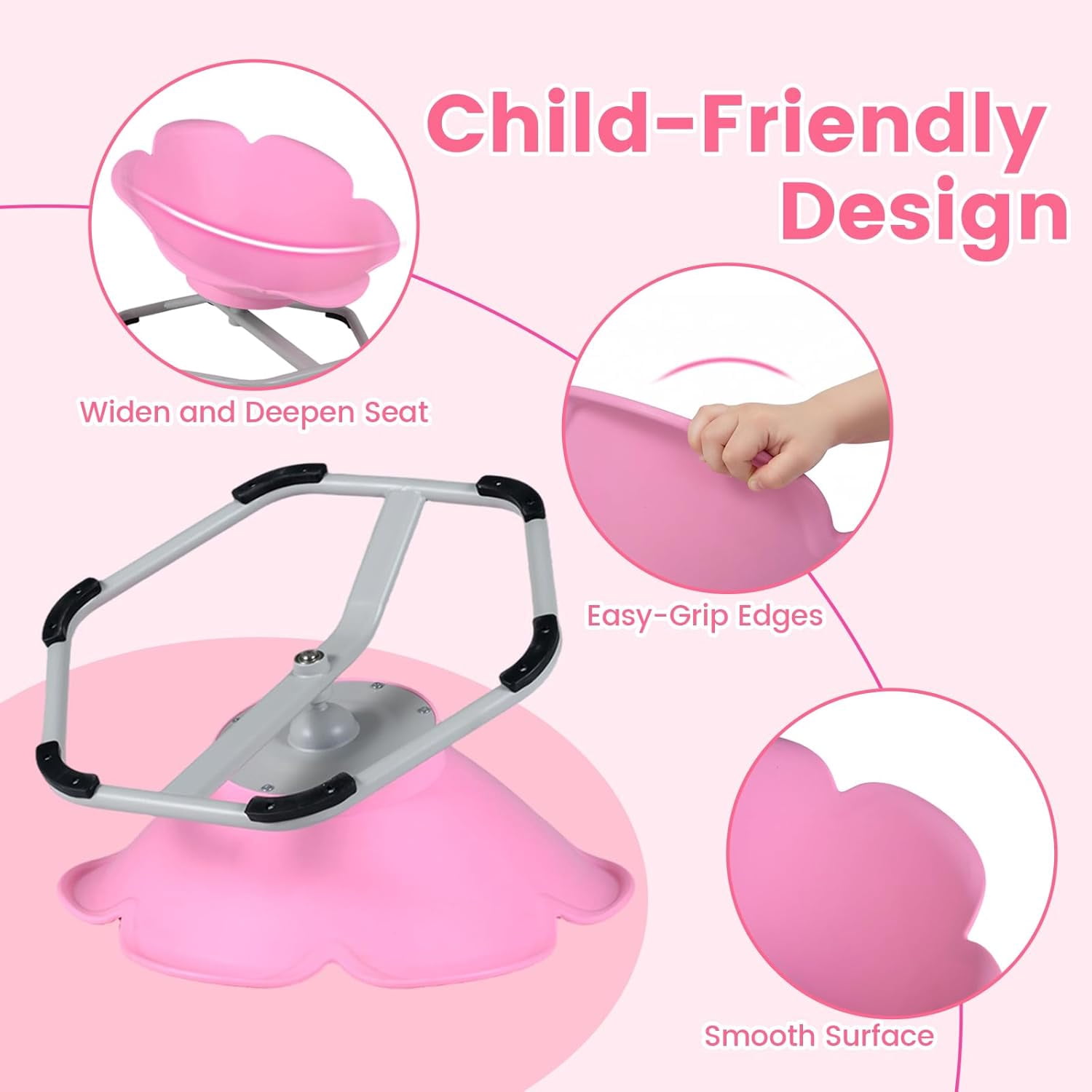 OLAKIDS Sensory Spinning Chair, Flower Shape 360° Swivel Seat for Autistic Kids Autism ADHD Children with Non-Slip Design, Sit and Spin Toy for Body Balance Coordination Training