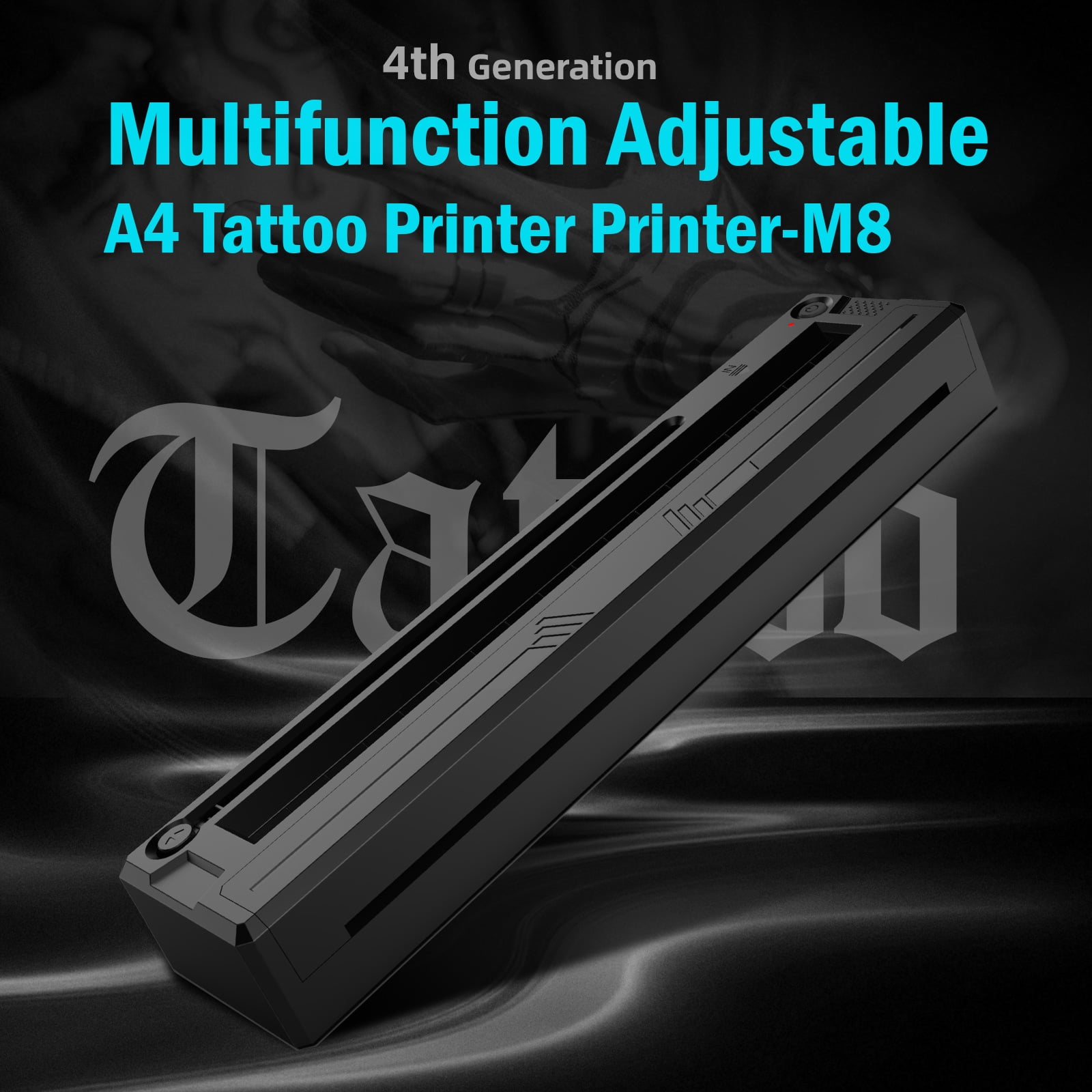 Wireless Tattoo Stencil Printer 2 in 1 Thermal Tattoo Transfer Printer with Patented Limit Device, Compatible with Android iOS Windows, Bluetooth 5.0/4.2 + USB, 203DPI, 50KM Printhead Life