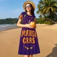 thumbnail image 4 of Vsdgher Mardi Gras2 pour Femmes Été 2025 Décontracté Robes Midi Maxi Légères Manches Courtes Col Rond Robe de Plage, 4 of 6