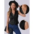 thumbnail image 2 of DARING DIVA Women's Vintage Suit Waistcoat V Neck Faux Suede Jacket Vest M Black, 2 of 6
