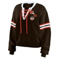 thumbnail image 2 of Women's WEAR by Erin Andrews Brown  Cleveland Browns Lace-Up Sweater, 2 of 4