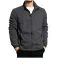 thumbnail image 3 of UVEASISHA Big and Tall Lightweight Jackets for Men Full Zip Lapel Windbreaker Jacket Outdoor Casual Bomber Jackets with Zipper Pockets Black XXL, 3 of 10