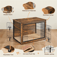 thumbnail image 4 of Yaheetech 37.8" W Industrial Dog Crate Furniture with Anti Skid Plush Mat, Rustic Brown, 4 of 11