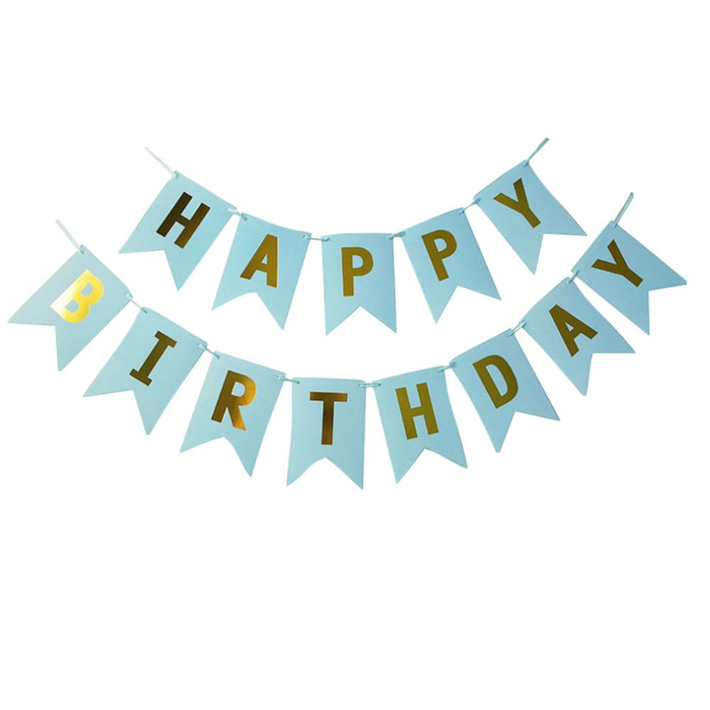 Happy Birthday Bunting Pastel Paper Banner Hanging Letters Party Decor+3M Ribbon 
