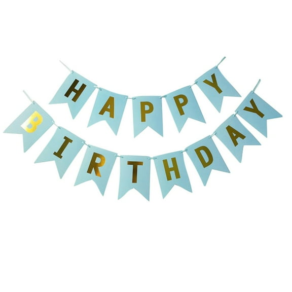 Foil Happy Birthday Banner - 13 Pennants Garland with 3M Rope, Gold Lettering, Party Decor for Kids, Adults, Any Celebration