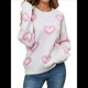 thumbnail image 3 of Suéteres de Otoño para Mujer, Jersey Holgado de Punto A Rayas con Cuello Redondo y Larga con Estampado de Corazones 2025 M, 3 of 10