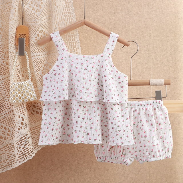Shorts pour Filles, Robe à Manches Courtes, Mode Décontractée pour Filles Hauts à Manches Courtes Col Rond Boutons Ensembles de Shorts Unis