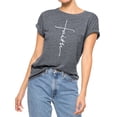 thumbnail image 1 of T-Shirt Col Rond Imprimé Croix Foi pour Femmes, 1 of 4