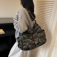 thumbnail image 4 of Hersfrd Women Canvas Versatile Tote Handbag Adjustable Strap Leopard Print Shoulder Bags Large Capacity All-match Crossbody Bag Outdoor Sports Handbags (Camo Green), 4 of 9