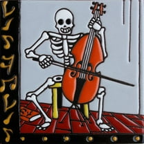 6x6 The Musician. Day-Of-The-Dead Clay Tile