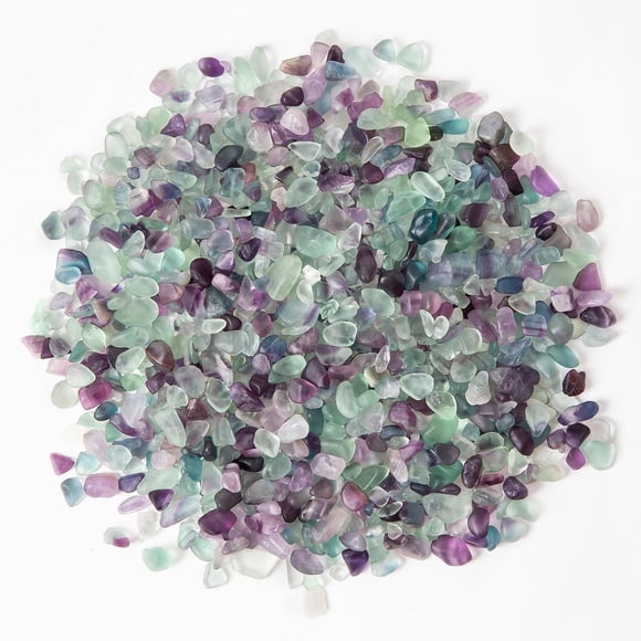 Sinkoo Polished Gem Fluorite Gravel Rocks Bulk 0.66Lb/300g Natural Tumbled Crystal Chips Decorative Pebbles for Home Decoration & Fish Turtle Tank, Vase Filler, Plants Decor,Diy Crafts