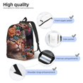 thumbnail image 3 of Disketp Flower Crown Cat print Canvas Backpack Lightweight Travel Daypack Student Rucksack Laptop Backpack-, 3 of 5