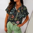 thumbnail image 4 of XFLWAM Womens Casual Short Sleeve Button Down Shirts Summer Cotton Solid Color Top Blouses with Pockets Black XL, 4 of 6