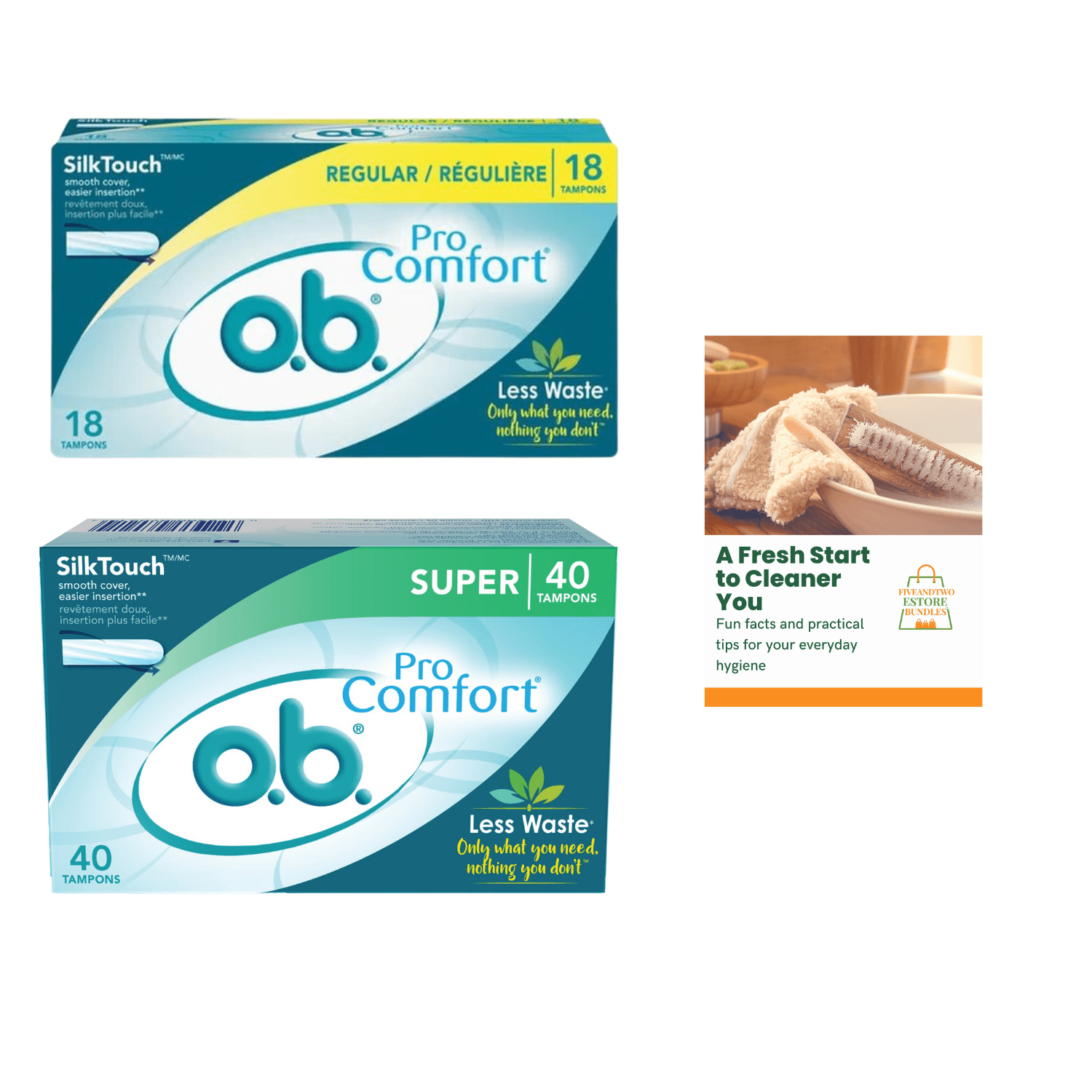 ob Tampons Regular Absorbency 40 Count, Super Absorbency Tampons 40