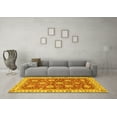 thumbnail image 3 of Ahgly Company Machine Washable Indoor Round Oriental Yellow Traditional Area Rugs, 5' Round, 3 of 4