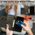thumbnail image 2 of Wallet Case Compatible with iPhone 12 Mini 5.4 inch 2020, 5 Card Slots Magnetic Closure Zipper Pocket Handbag PU Leather Flip Case with Wrist Strap TPU Kickstand Cover - Black, 2 of 18