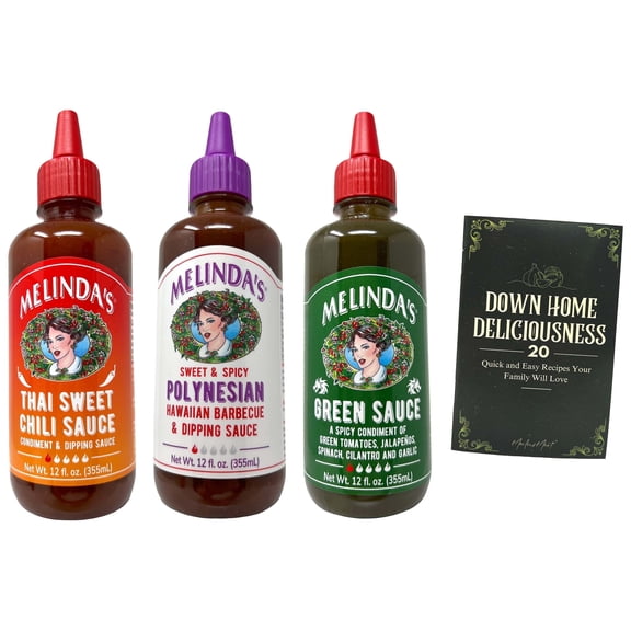 Melinda’s Thai Sweet Chili, Polynesian Sauce, Green Hot Sauces - 3 Flavor Variety Pack; 1 Each - (12 Ounces) | MerlinsMart Zine