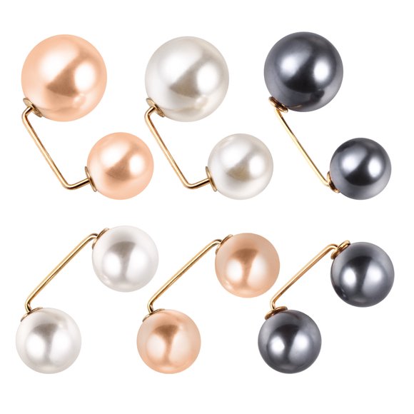 6 broches de perlas sintéticas, alfiler de seguridad, botón para cuello chal (estilo mixto)