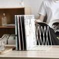 thumbnail image 4 of 9 Slot Rose Gold Magazine Holder,Desktop File Sorter Organizer Triangle Bookshelf Decor Home Office, 4 of 6
