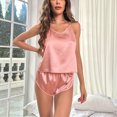 thumbnail image 7 of XuJwPNcy Satin Pajamas Set for Women 2 Piece Nightwear Backless Cami Top and Shorts Loungewear Soft Sleep Pjs, 7 of 7