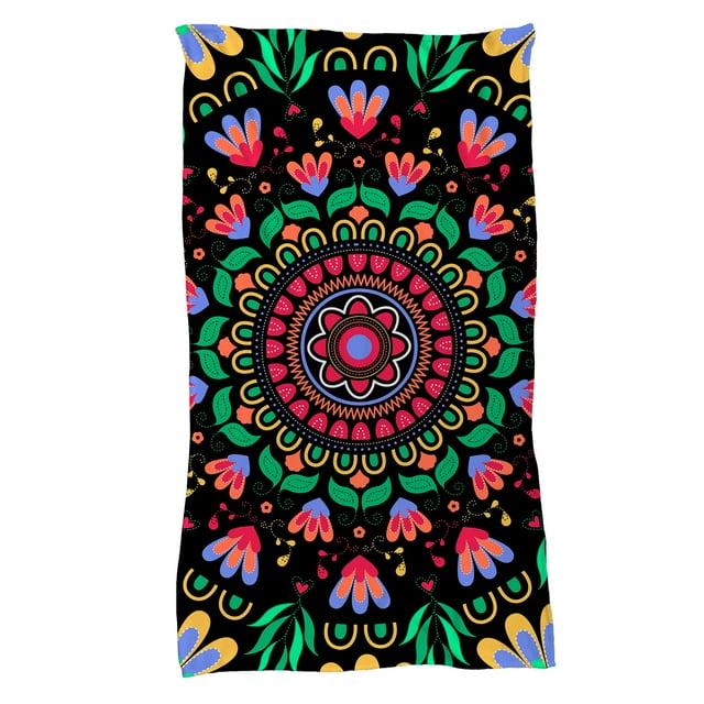 Cobija Manta Frazada Juana Gallo Diseño de Mandala Méxicano Fiestas Patrias Ultra Suave y Ligera