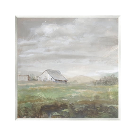 Stupell Industries Grey Farm Landscape Nature Painting Unframed Art Print Wall Art, 12 x 12