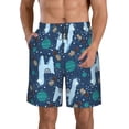 thumbnail image 2 of Uemuo Alpaca Astronaut in Space Pattern Men's Swim Trunks Hawaiian Beach Bathing Suit Swimsuits Beach Quick-Dry Shorts with Pockets-X-Large, 2 of 9