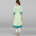thumbnail image 6 of Janasya Indian Round Neck 3/4 Sleeve Floral Print Multicolor Cotton Kurta For Women, 6 of 8