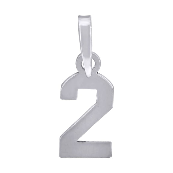 925 Sterling Silver Unisex Initial Number 2 Charm Pendant for Men Women