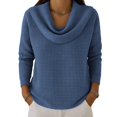 thumbnail image 4 of Harpily Long Sleeve Shirts for Women Cowl Neck Waffle Textured Loose Fit for Women Casual Street Wear Daily Outfits, 4 of 4