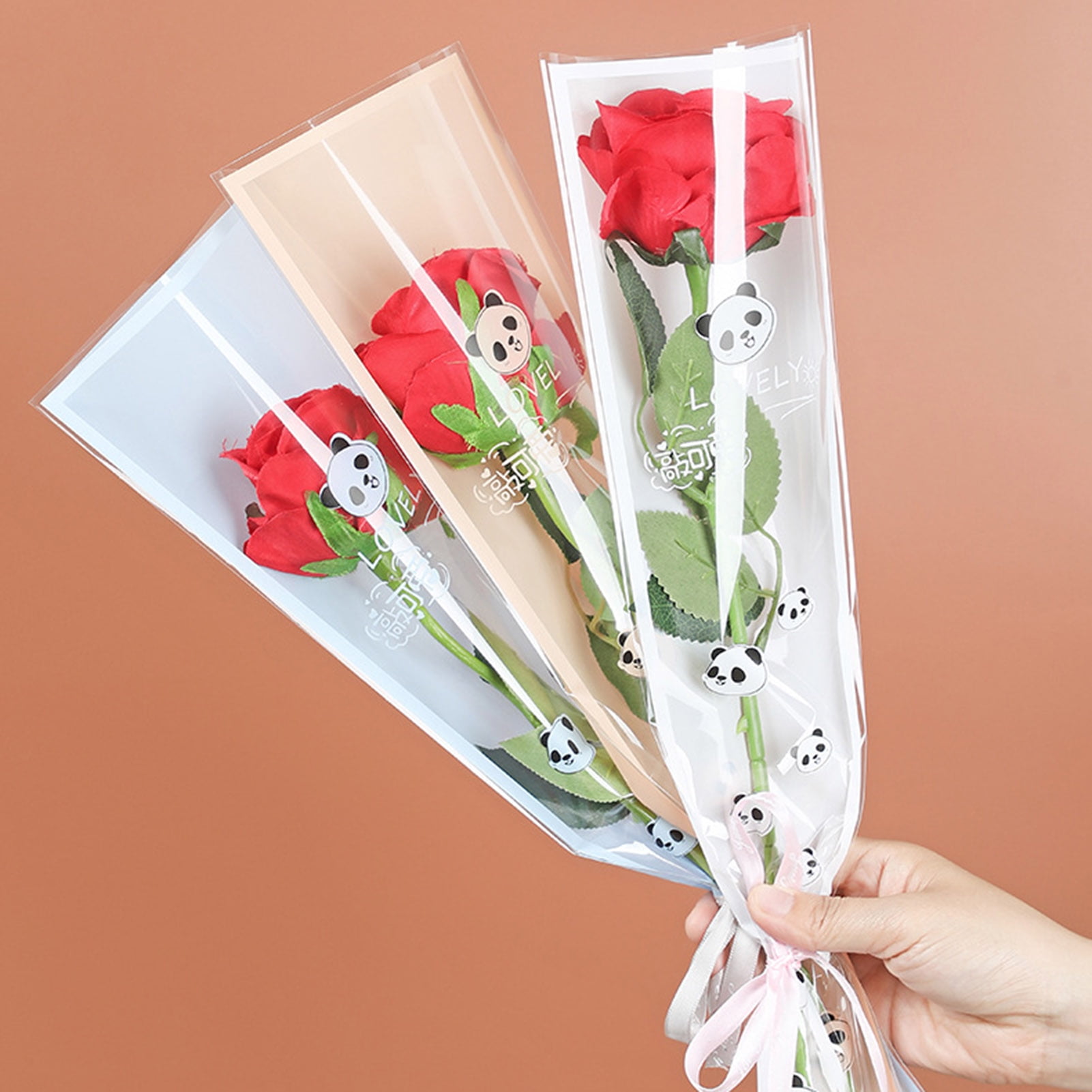 FOIMAS 120pcs Single Flower Sleeves Wrapping Bags Single Rose Florist  Bouquet Packaging Bags for Floral Arrangement Supply Wedding Valentine's  Day