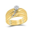thumbnail image 2 of Diamond Princess Yellow-tone Sterling Silver His Hers Round Diamond Matching Wedding Set 1/6 Cttw, 2 of 4
