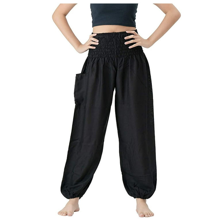 Frehsky yoga pants Women's Comfy Boho Pants Loose Yoga Pants Hippie Pajama  Lounge Boho Pajama Pants wide leg yoga pants for women Blue 