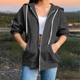 thumbnail image 5 of PFRNLF Women's Zip Up Hoodies Lightweight Soft Casual 3/4 Sleeve Full Zip Sweatshirt Jacket with Pockets, 5 of 7