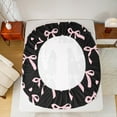 thumbnail image 5 of jejeloiu Personalized Letter T Bed Sheets,Pink Monogrammed Theme King Sheets,Ribbon Bow Knot Sheet Set,Ultra Soft Bedroom Decor,4 Pieces, 5 of 7