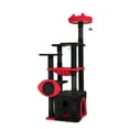 thumbnail image 4 of ZephyPaws 53" Gothic Halloween Cat Tree with Hammock, Eye-Shaped Scratcher, Padded Perch, Spacious Condo, Spider Toy & Scratching Posts, Cat Tower for Indoor Cats, Red & Black, 4 of 16