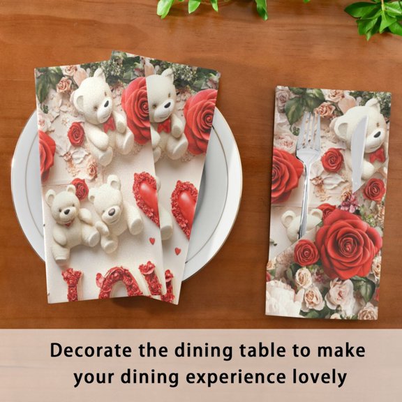 Satin Native Fab Cotton Dinner Napkin Bears Of Affection Reusable