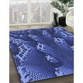 thumbnail image 3 of Ahgly Company Machine Washable Indoor Round Transitional Light Slate Blue Area Rugs, 5' Round, 3 of 7