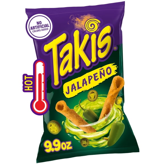 Takis Jalapeno 9.9 oz Sharing Size Bag, Pickled Jalapeno Rolled Tortilla Chips